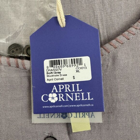 April Cornell Stockholm Dress Women's XL Soft Grey Boho Long Swing Rayon Trapeze - Picture 5 of 10